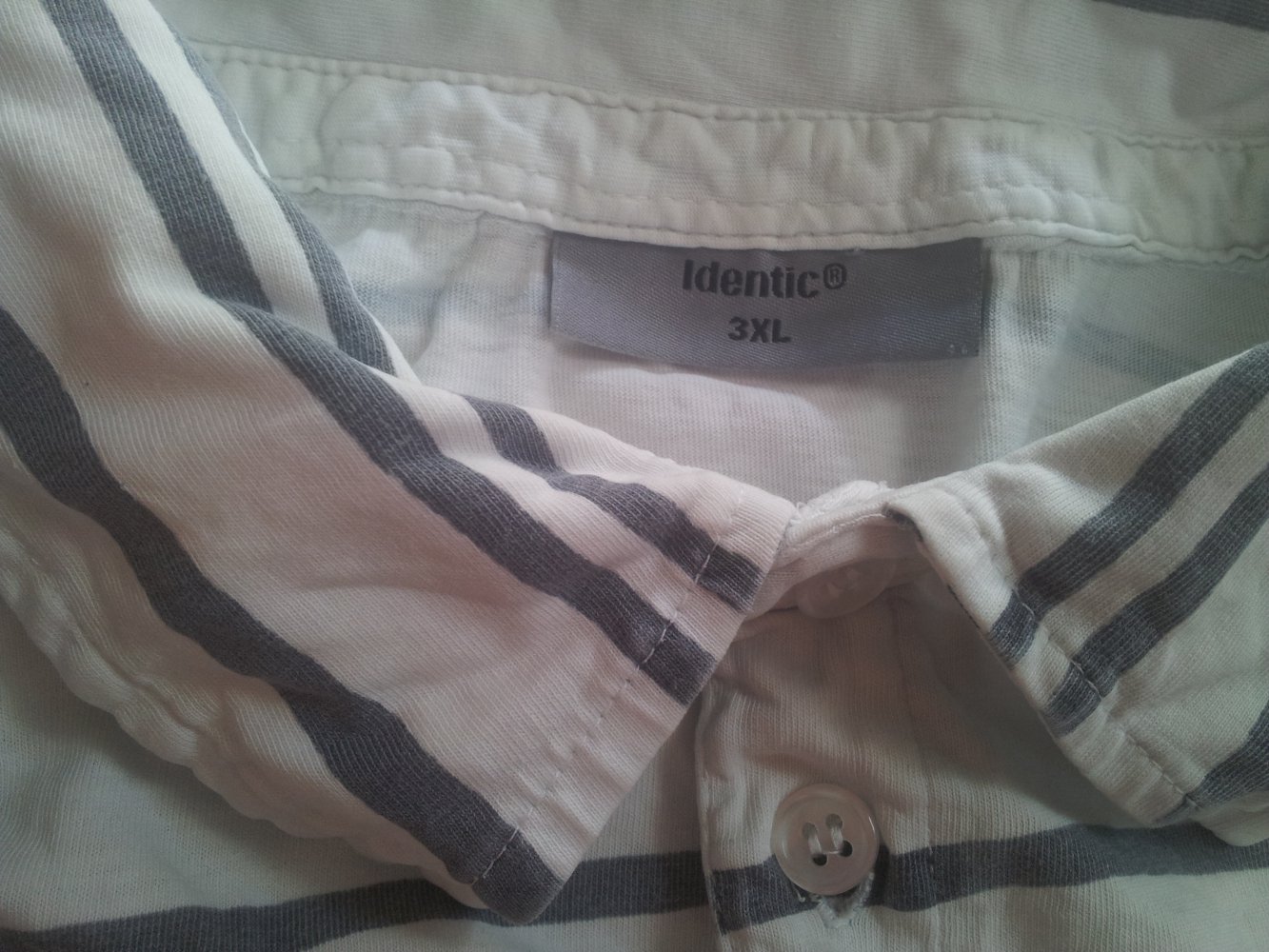  T-Shirt Poloshirt weiß grau Streifen 3XL XXXL 