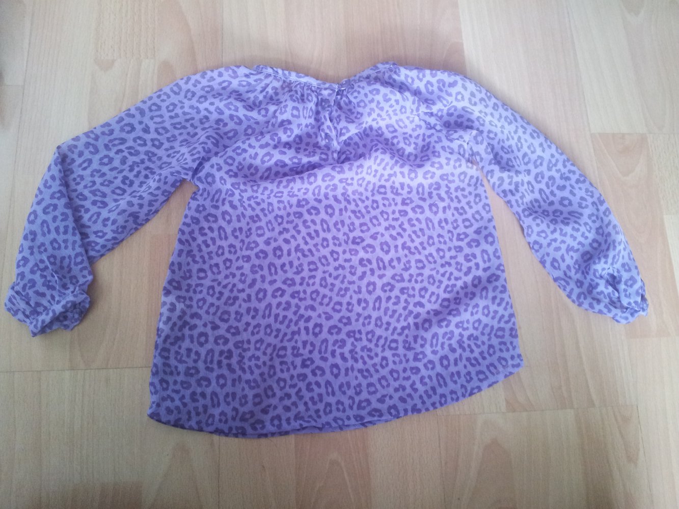 Bluse lila Leopard Gr. 92 durchsichtig transparent 