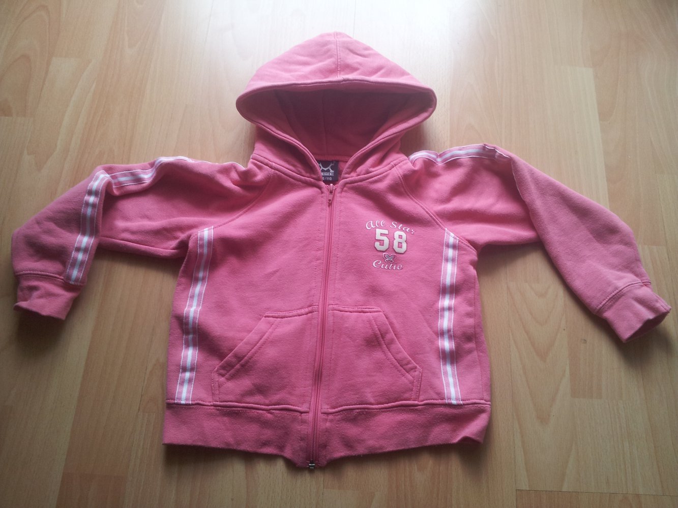 Kapuzenjacke Hoodie rosa pink weiß Gr. 104/110