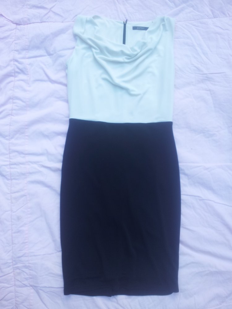 Kleid Etuikleid Business Esprit schwarz weiß Gr. 40 