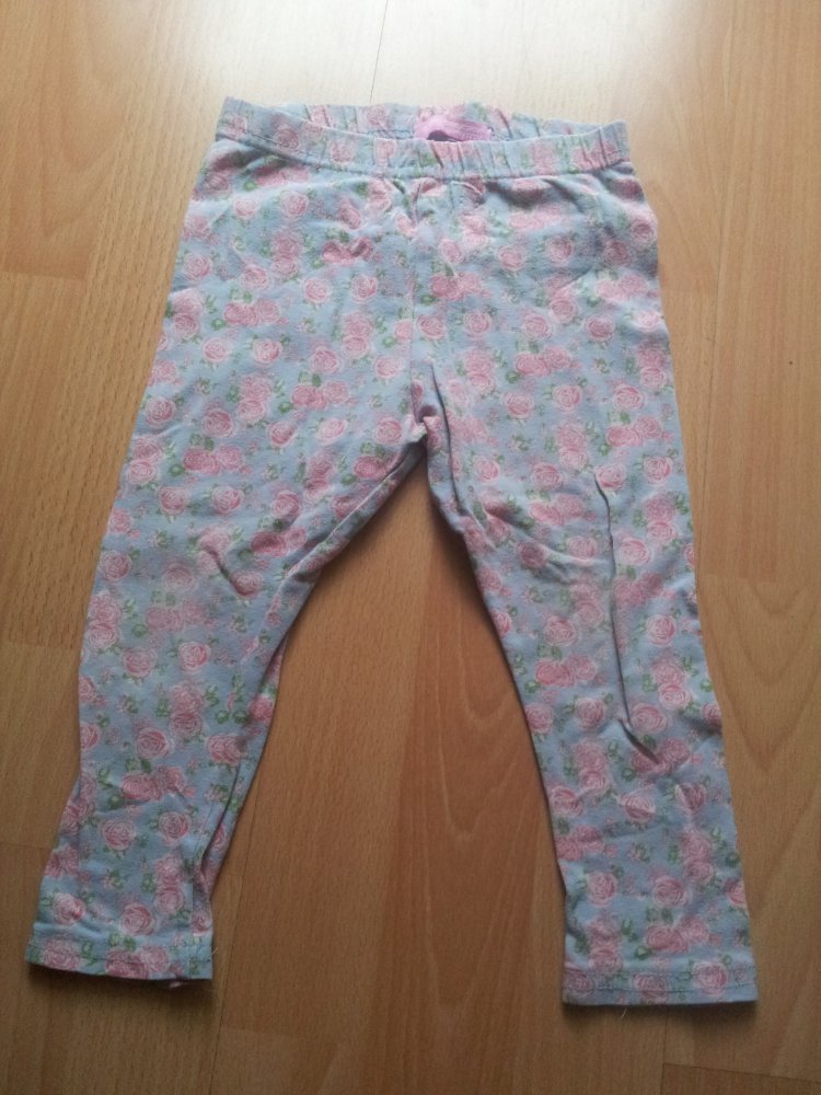 Leggings hellblau Rosen Blumen rot weiß grün Gr. 92