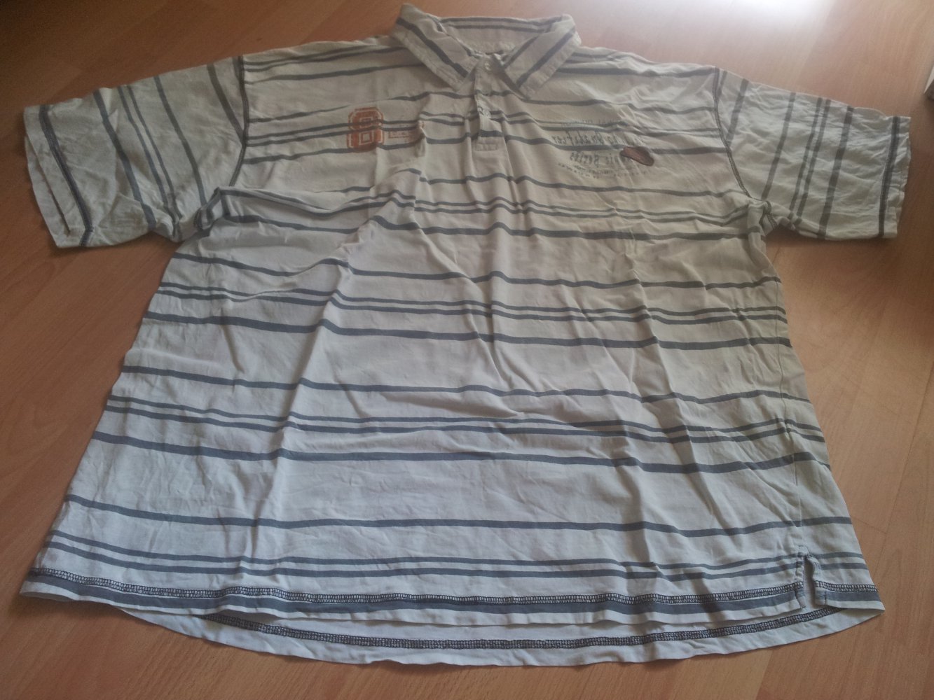  T-Shirt Poloshirt weiß grau Streifen 3XL XXXL 