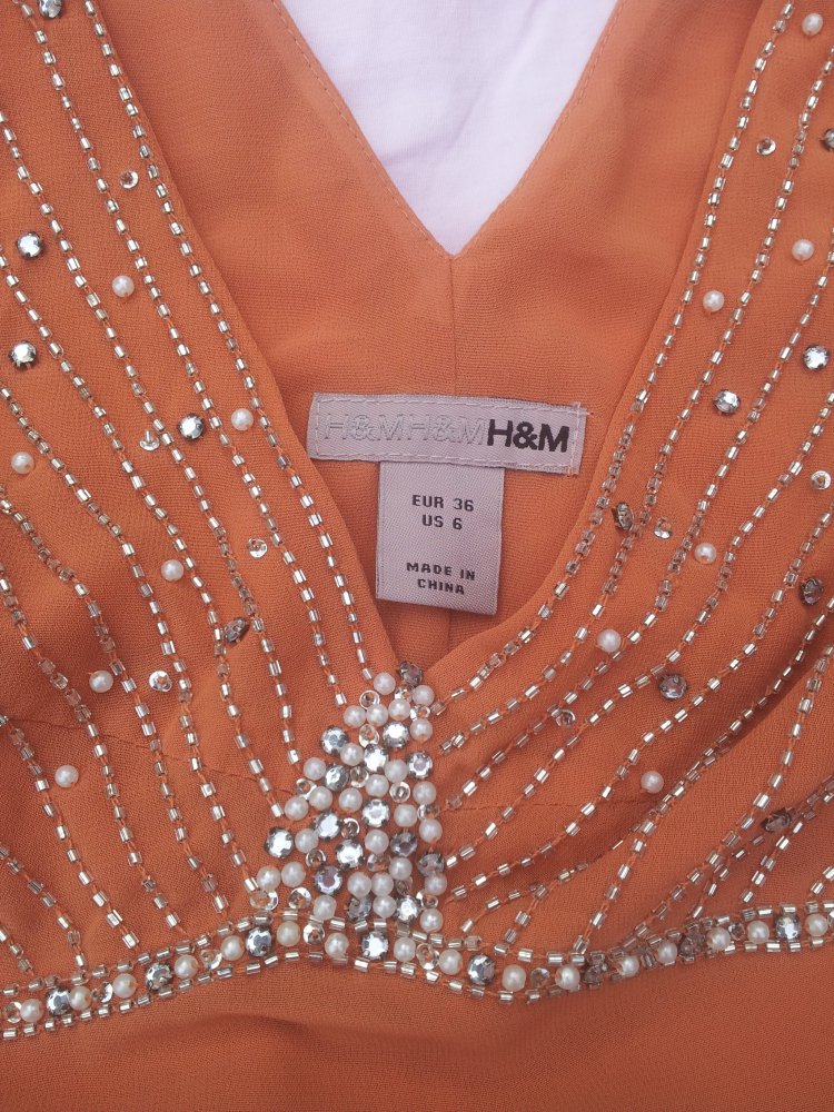 Top teracotta H&M Gr. 36 Strass Perlen