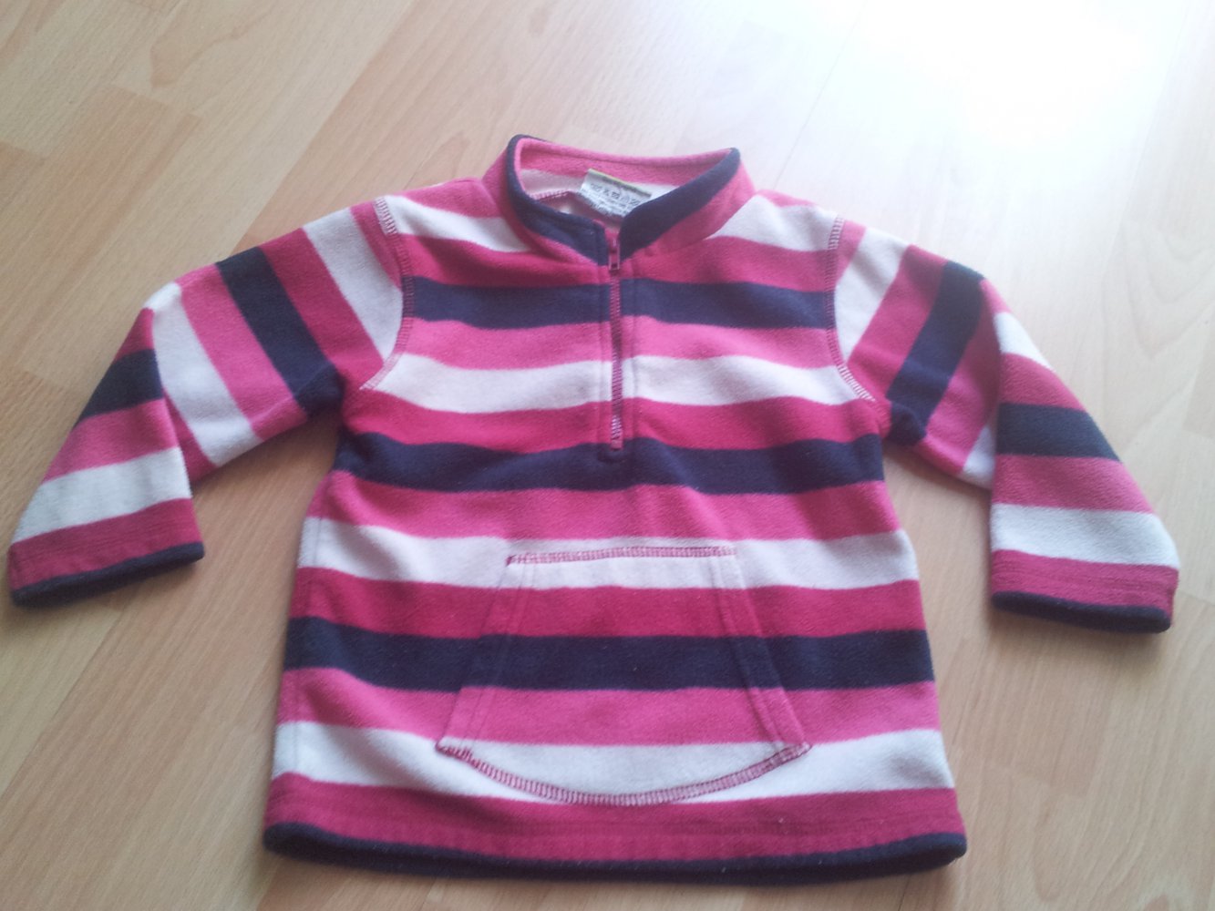  Fleecepullover Pullover schwarz pink Streifen Gr. 92
