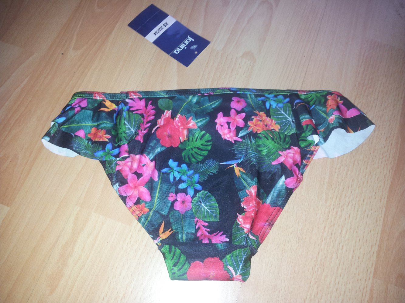 Bikini Höschen schwarz bunt Tropical Blumen Gr. XS 32/34 Neu mit Etikett