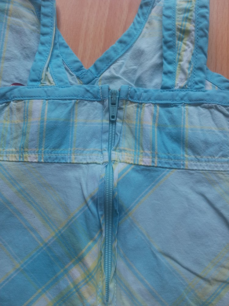 Kleid türkis weiß gelb kariert H&M L.O.G.G. Gr. 92