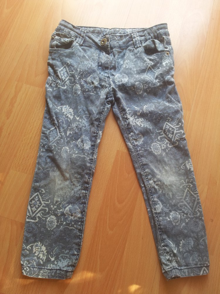 Jeans blau Muster Used-Look Gr. 98 