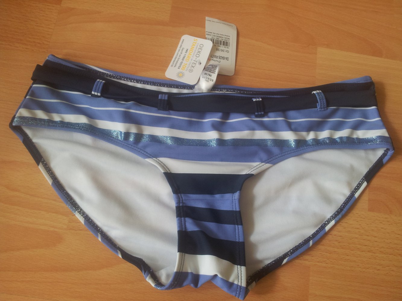 Bikini-Höschen blau Streifen Glitzer Gr. S 36/38 NEU