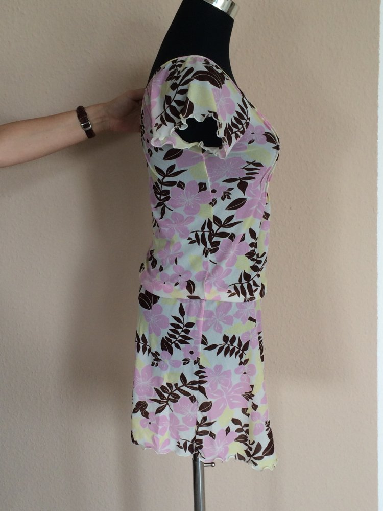 Net Urban Blumen Feen Mesh Kleid Pastell Farben Gr. S/XS,