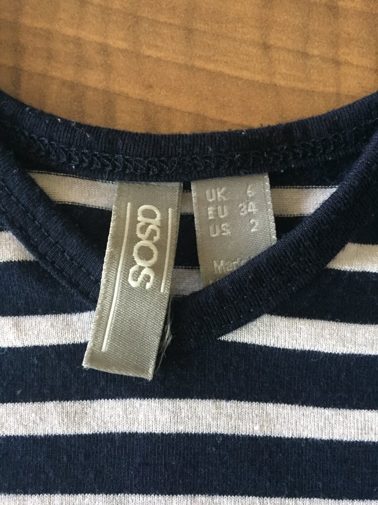 Asos Ringel String Träger Body Gr.XS Weiß / Navy gestreift