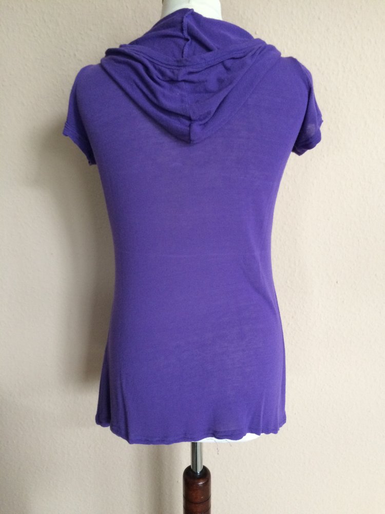 Fashion Elle leichter kurz Arm Long Shirt Hoodie Gr.36/ T1 lila