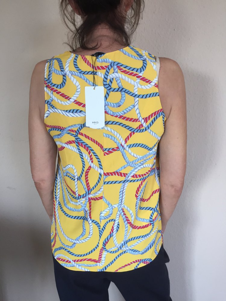 MNG Suit Tunika Bluse Gr.S ärmellos mit Seil Design Neu mit Etikett