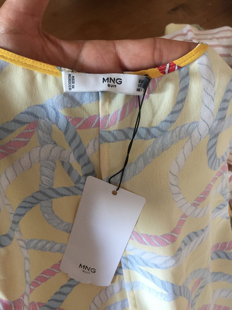 MNG Suit Tunika Bluse Gr.S ärmellos mit Seil Design Neu mit Etikett