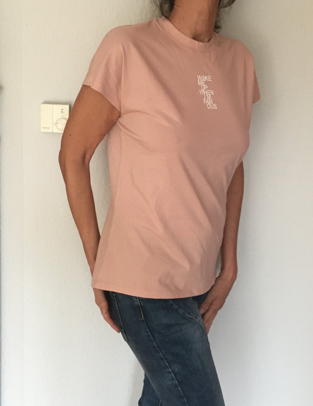 Hallhuber T-Shirt Gr.S in zartem Rose mit Aufschrift