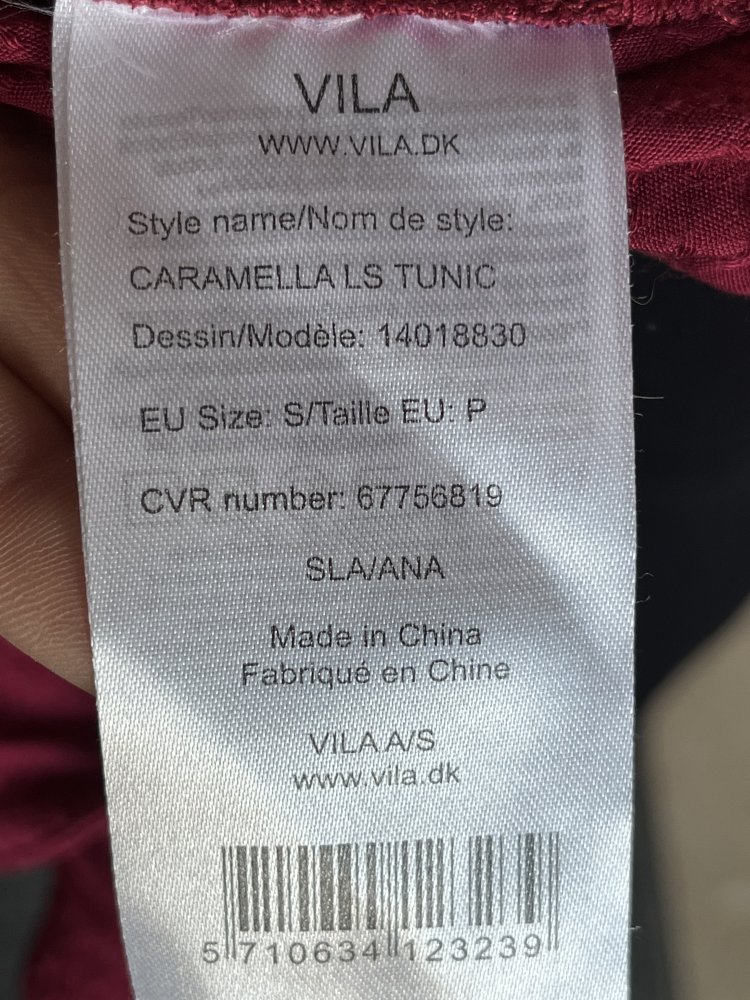 Vila Clothes Tunika Kleid Gr.S in weinrot mit dezentem Muster im Stoff