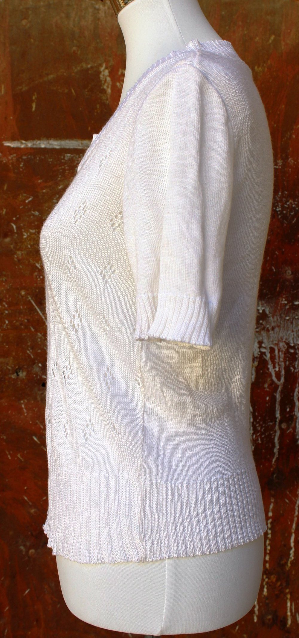weiß-cremefarbenes True Vintage Strickoberteil, ca. Größe 36-40