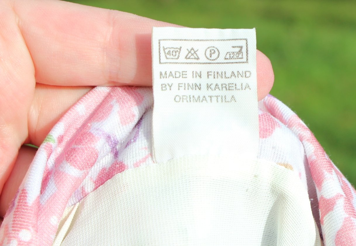 hell lila True Vintagekleid mit Blumenmuster, Finn Karelia, Größe 46