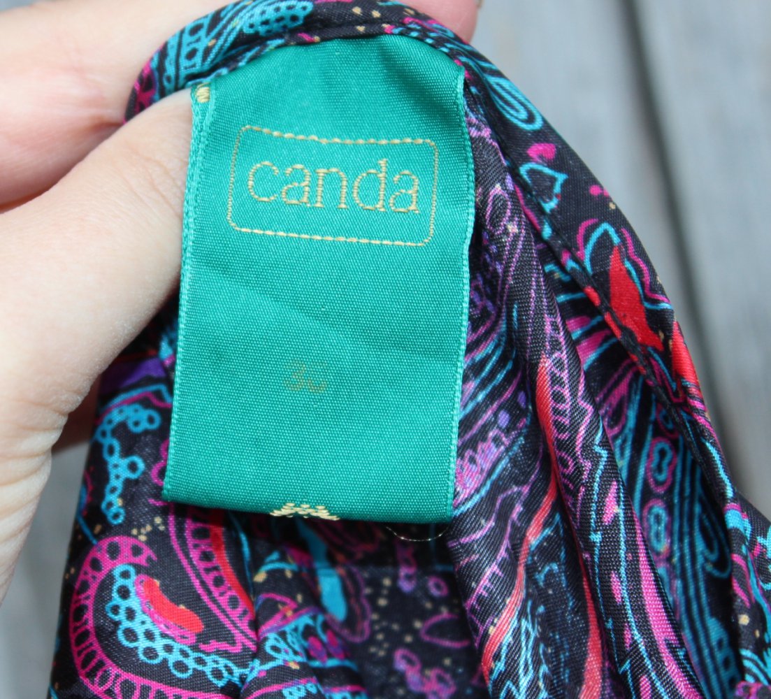 True Vintage 1980er Kleid mit Paisleymuster, Puffärmeln und Schößchen, Größe 38, Midikleid 