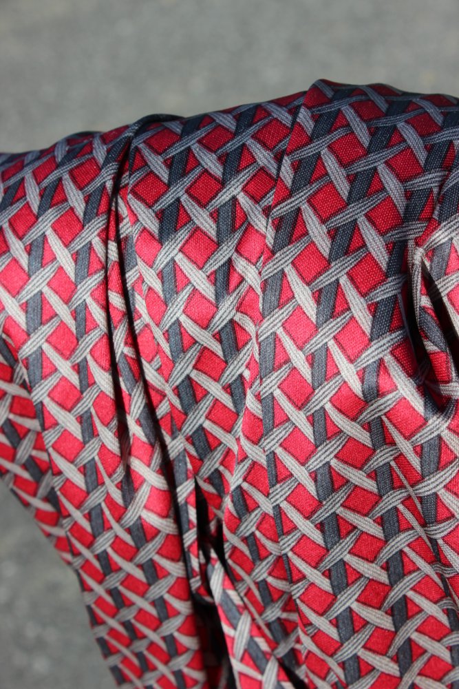 rot grau beiges True Vintage Kleid mit Muster und Schluppe, ca. Größe 44