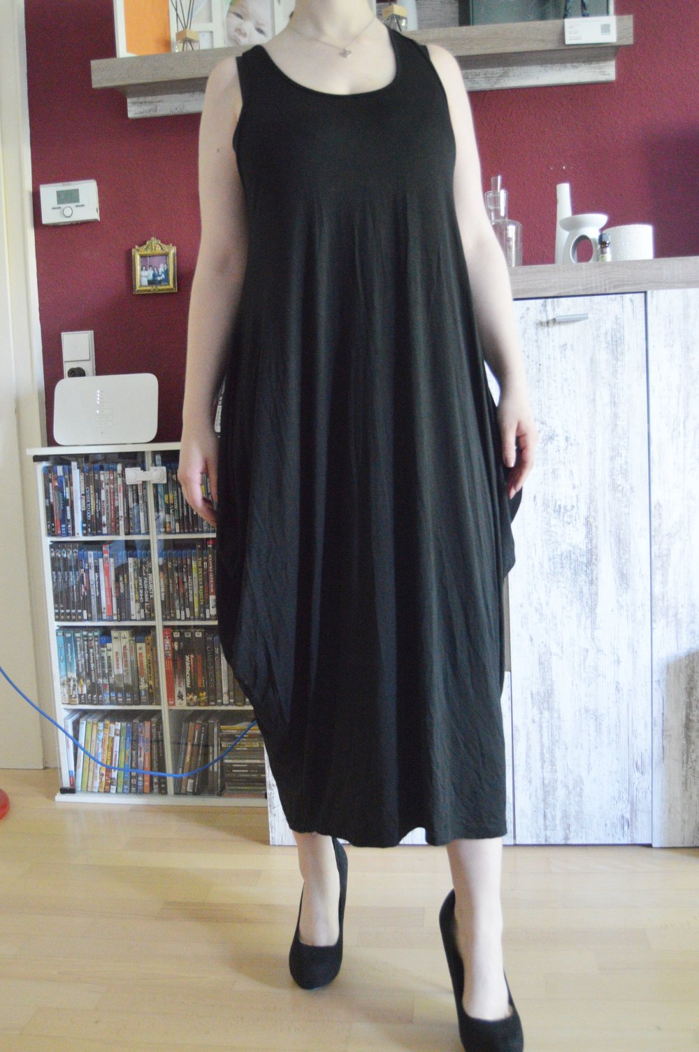 Made in Italy Kleid lässig locker stretch schwarz 42 44 L XL