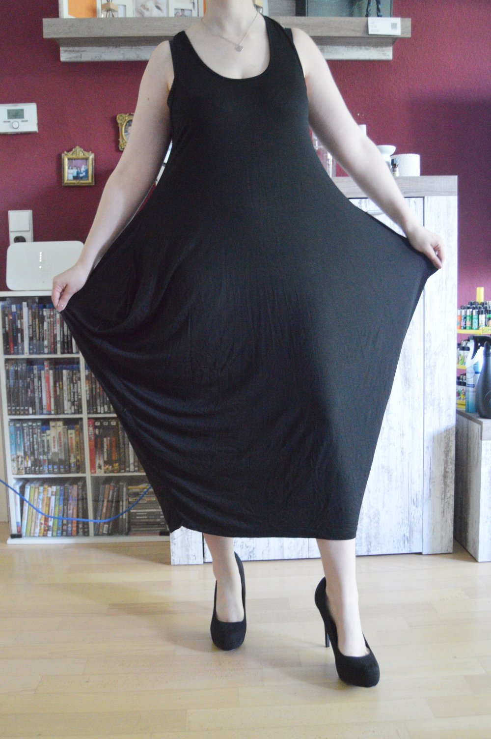 Made in Italy Kleid lässig locker stretch schwarz 42 44 L XL