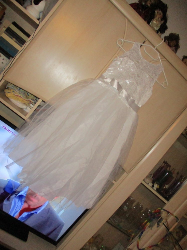 traumhaftes festkleid,hochzeit,komunion.neu.weiss.tüll,spitze,glanz