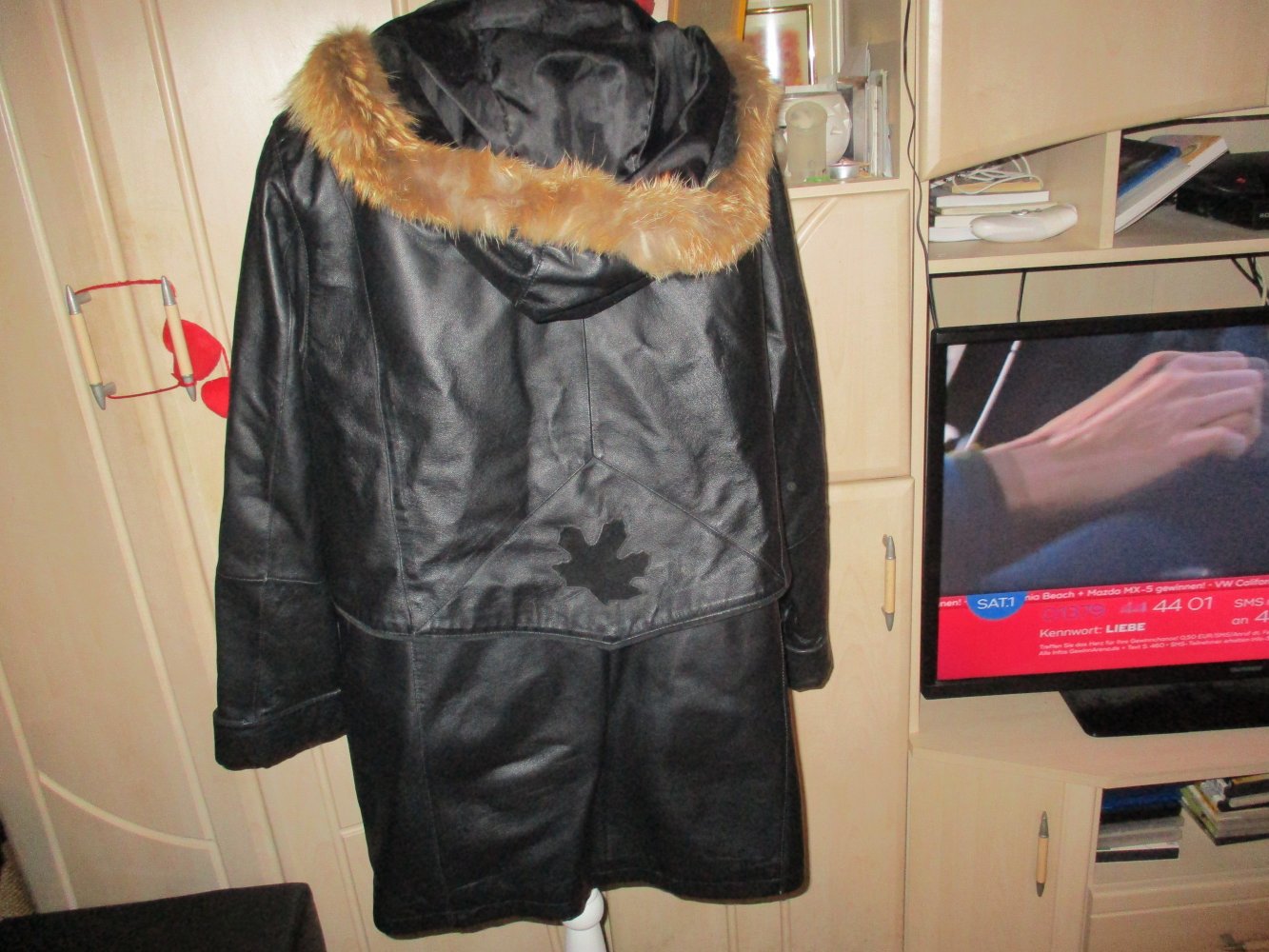 hochwertige, warme schwarze echt leder damenjacke, gr. 48,neu