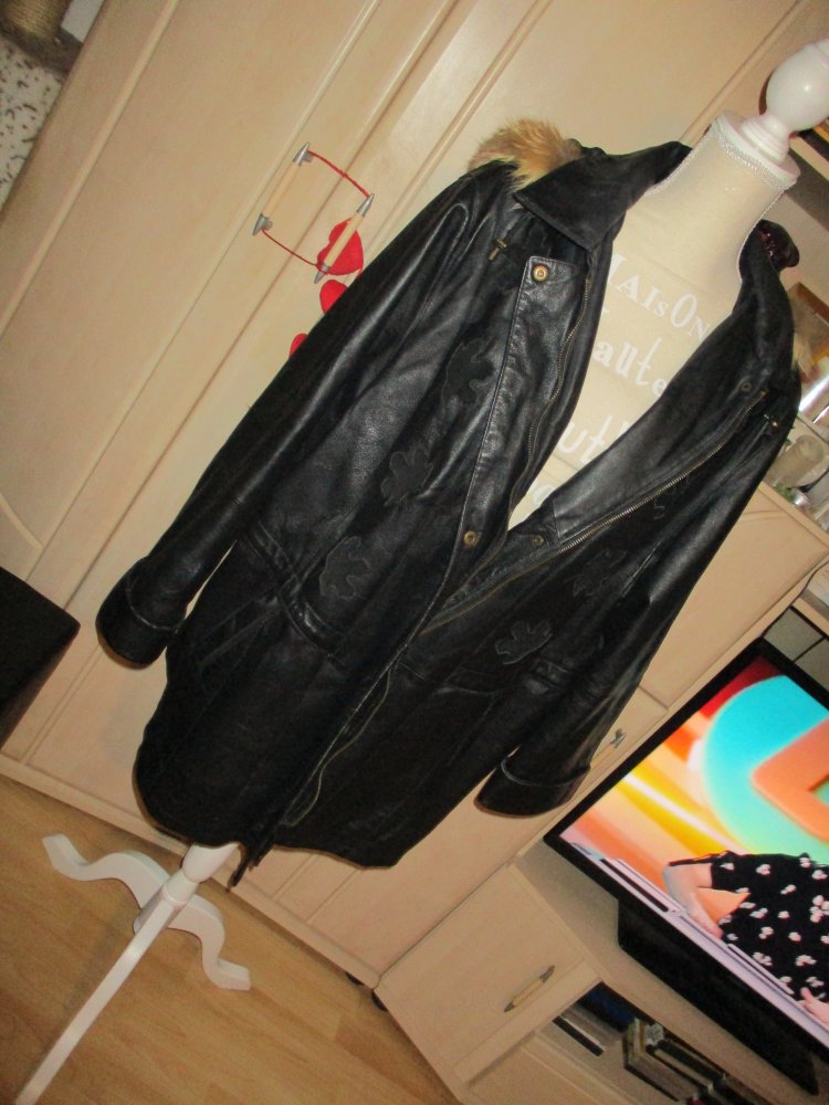 hochwertige, warme schwarze echt leder damenjacke, gr. 48,neu