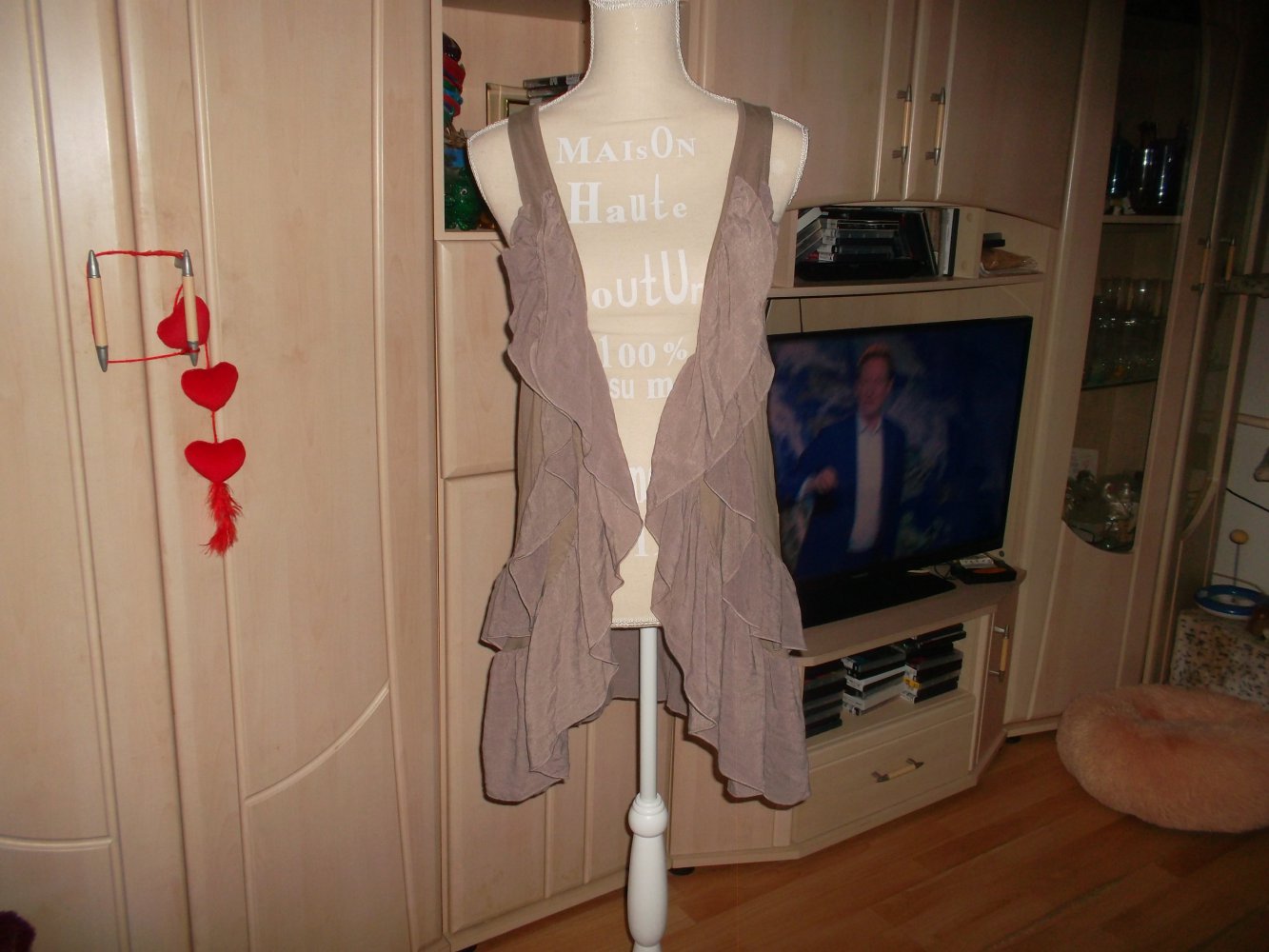 neu,longweste,braun/beige,h&m,gr. s