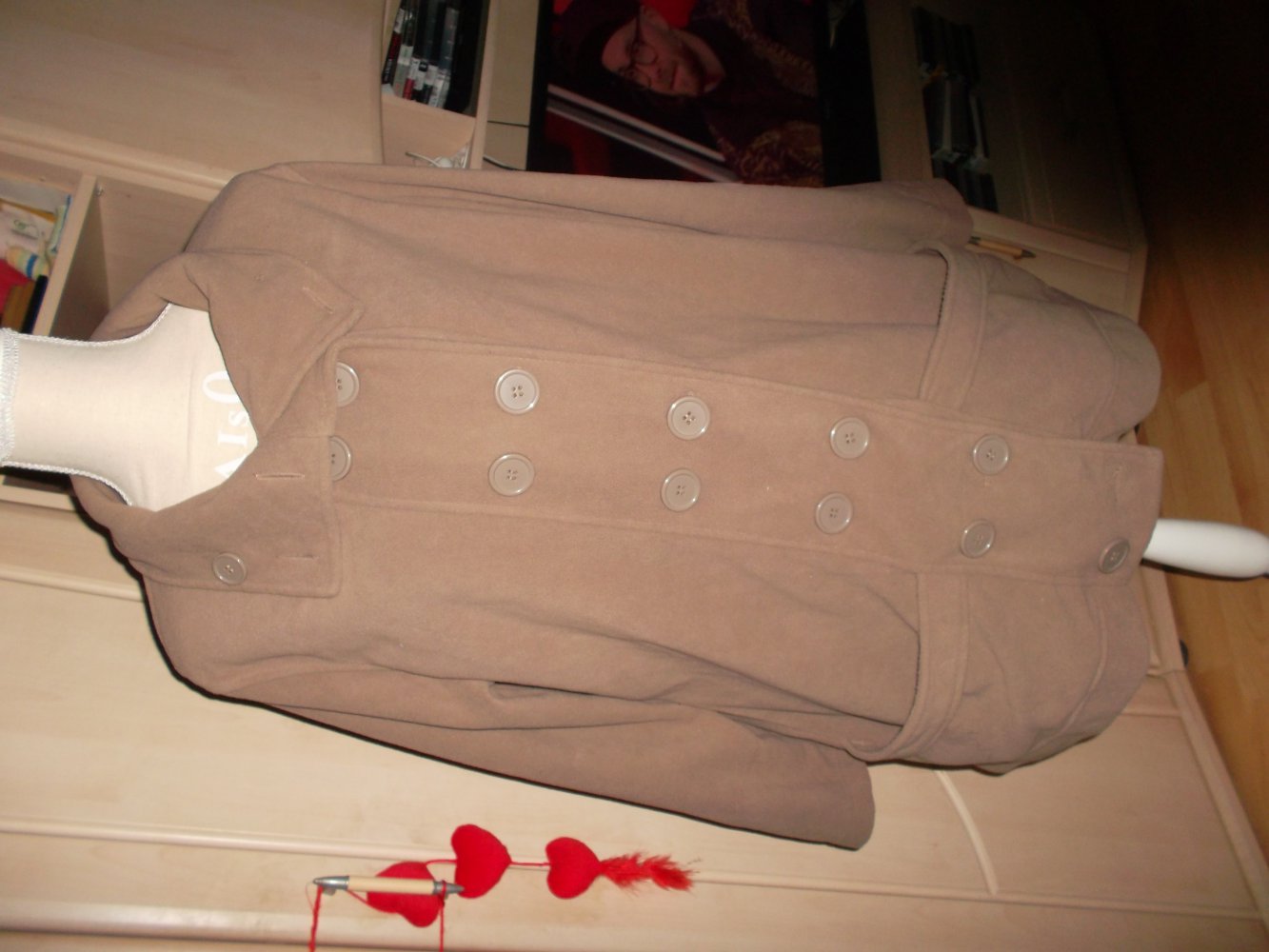 lange fleecejacke,neu,braun,grösse xl