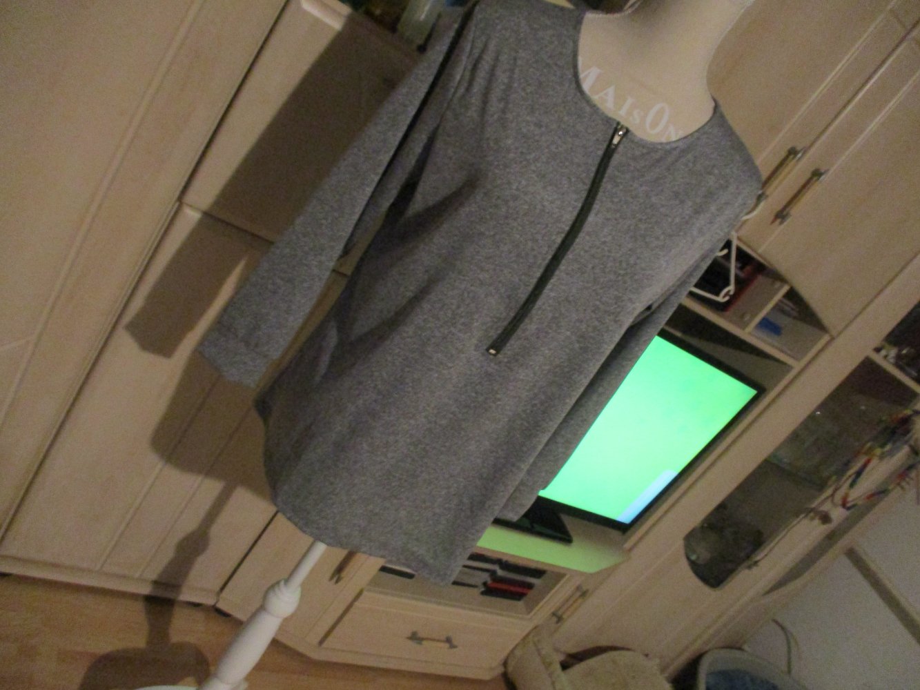 neu,dünnes ( sommer ) shirt,gr xl,grau/silber,baumwolle,reissverschluss