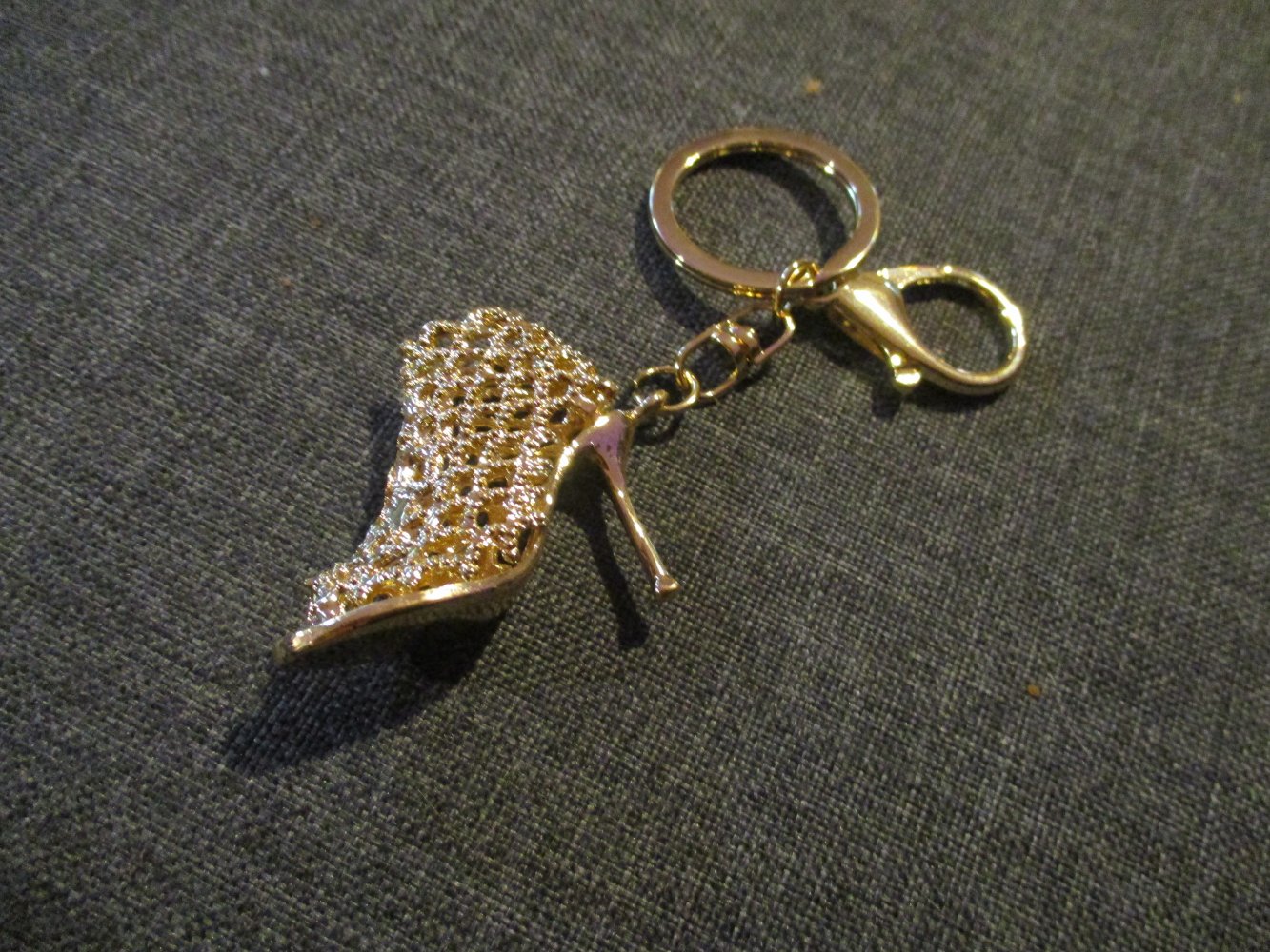 neu, (schlüssel) anhänger, high heels, goldfarben