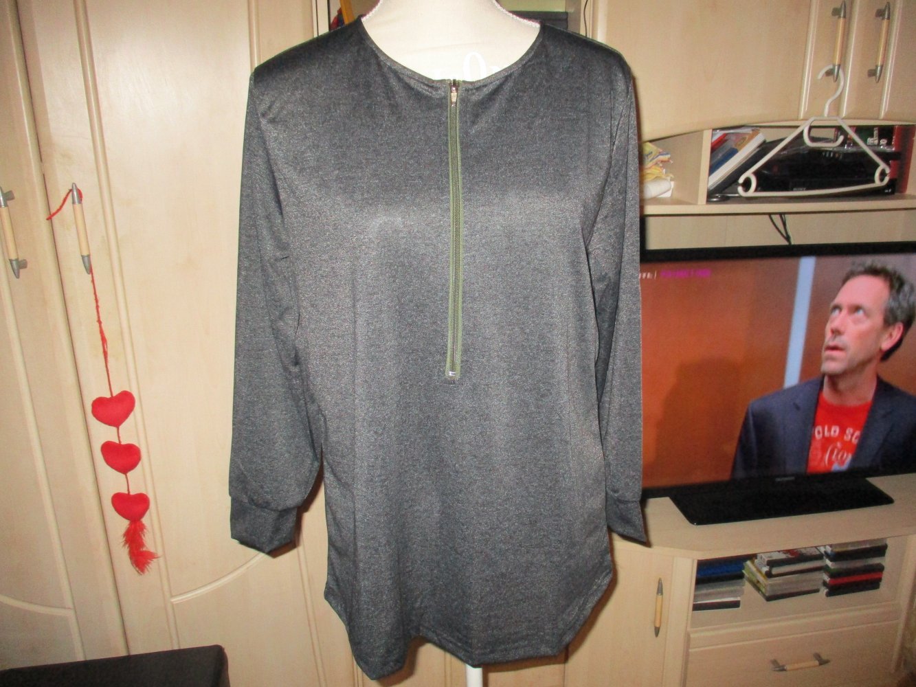 neues düsses ( sommer ) shirt,xl,schwarz,langärmig,baumwolle,reissverschluss