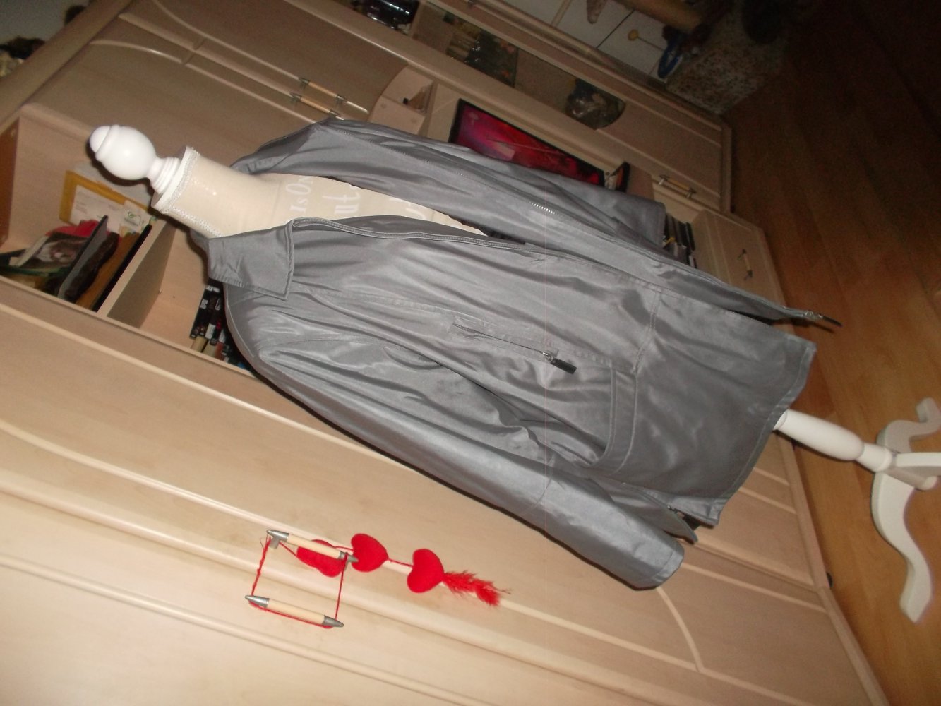 warme jacke/mantel,neu,silber,grösse 42,morena