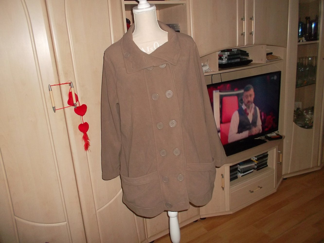 lange fleecejacke,neu,braun,grösse xl
