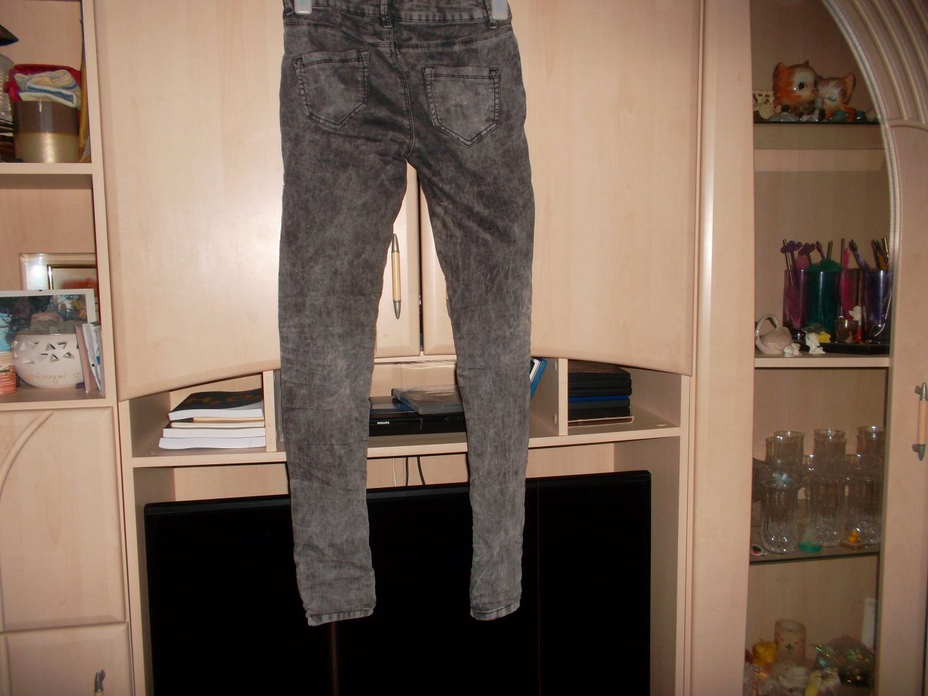 hose,ultra soft super skinny,grau gemustert,grösse 34