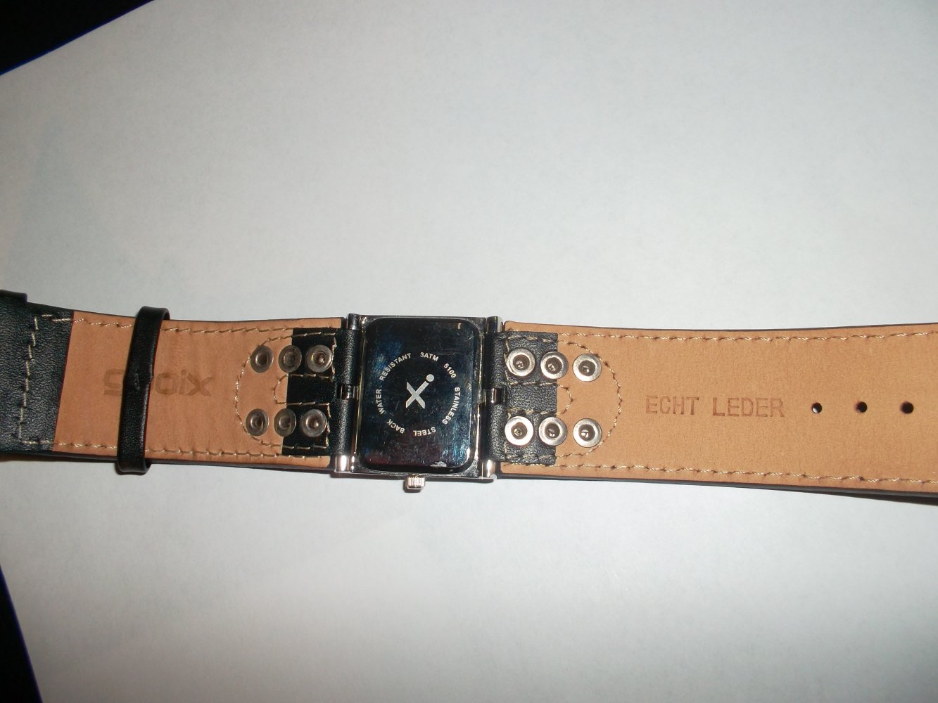 neu,armbanduhr,echt leder.nieten.wasserdicht.schwarz.gooix