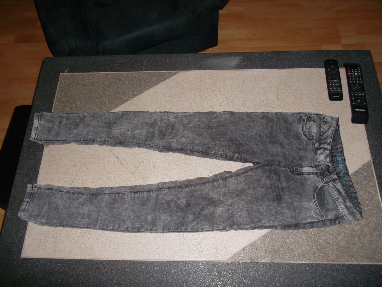hose,ultra soft super skinny,grau gemustert,grösse 34