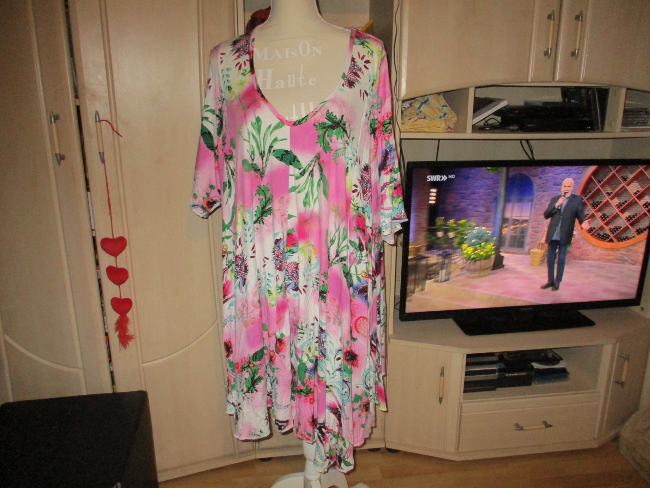 neues wunderschönes sommerkleid,bunt,gr 52-56,sofia,elastisch,zipfelig