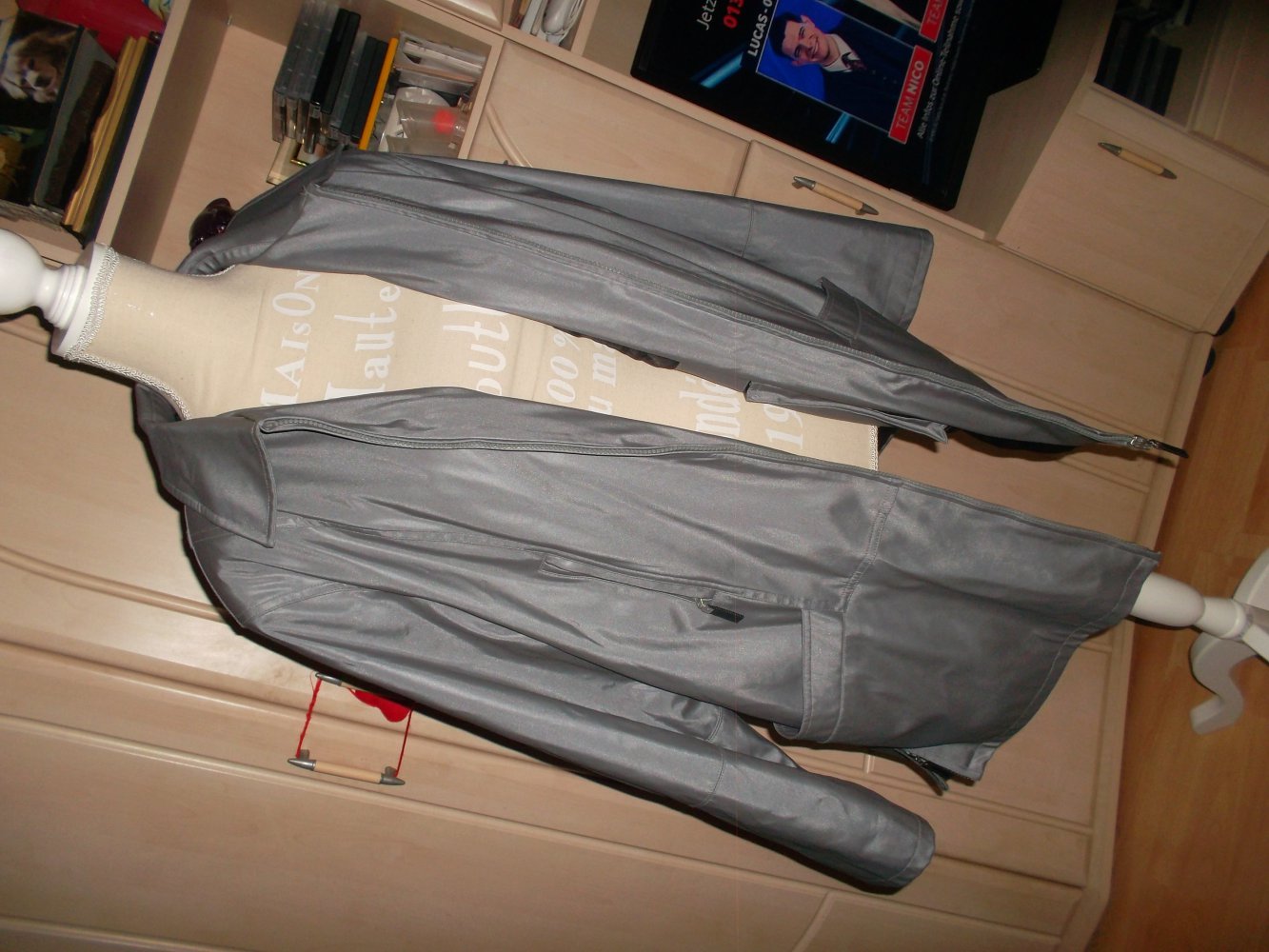 warme jacke/mantel,neu,silber,grösse 42,morena