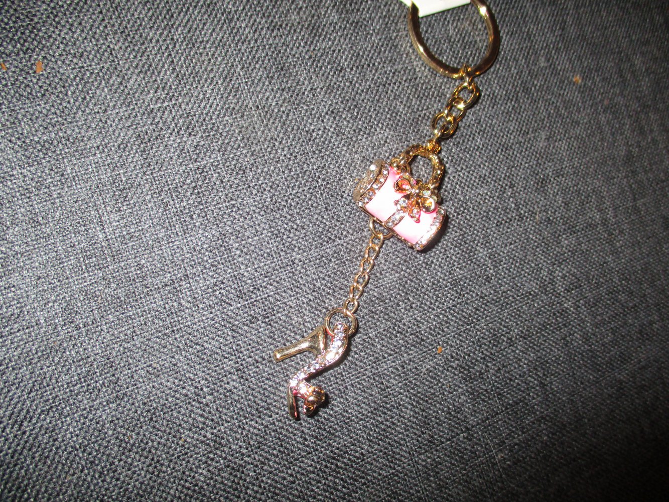 neu, ( schlüssel ) anhänger, pink/goldfarben, high heels, handtasche