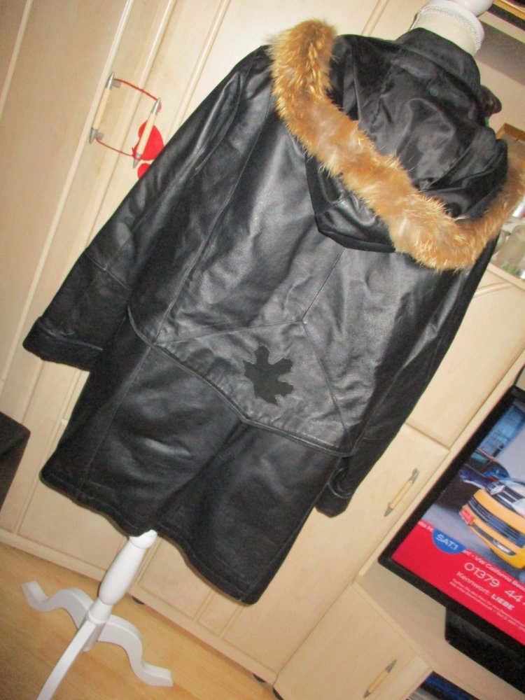 hochwertige, warme schwarze echt leder damenjacke, gr. 48,neu