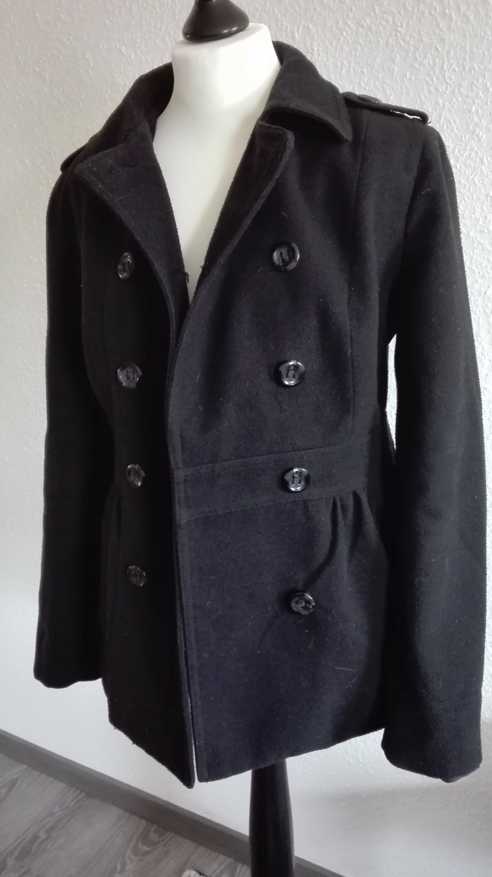 Schwarzer Caban Mantel