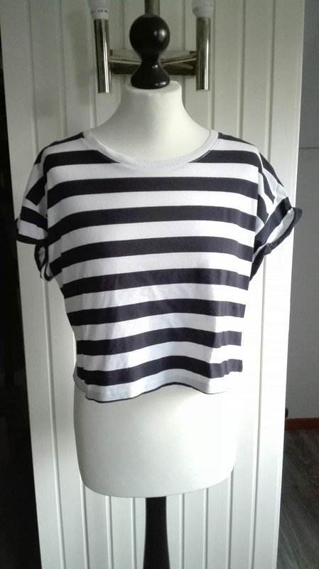 Schwarz Weiß Gestreiftes Crop Top