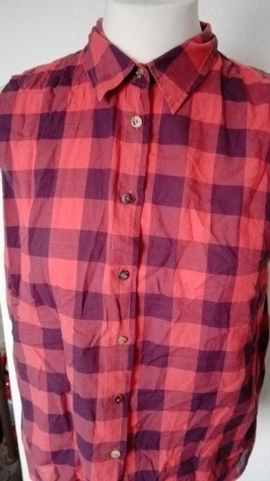 Korall-lila karierte Bluse