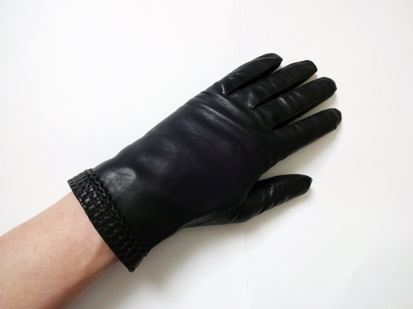 Schwarze Lederhandschuhe Winter Herbst