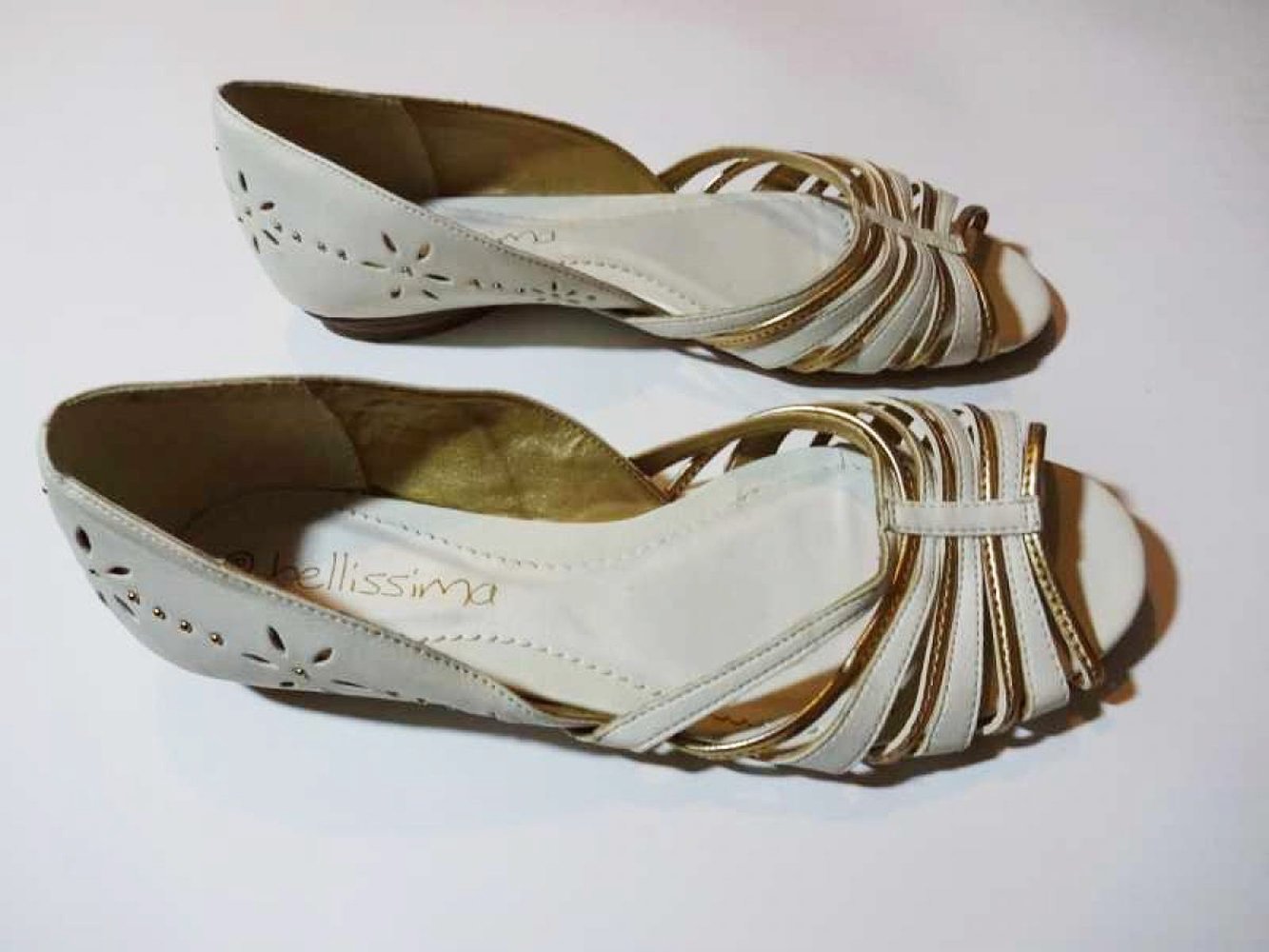 Offene Ballerinas weiß gold Sommer Frühling Gr. 38