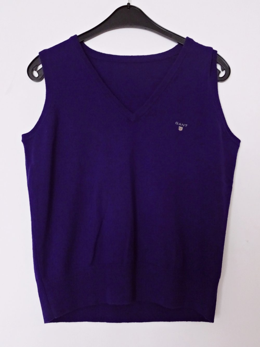 Lila Pullunder Wolle Wollpullunder Herbst Winter V-Ausschnitt Basic Gr. 42 Gr. M