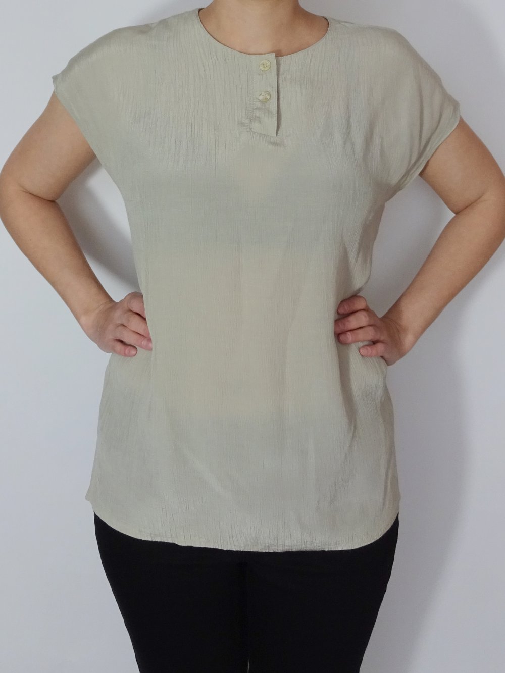 Crinkle Shirt Beige Khaki Gr. 38 Gr. S Gr. 38/40