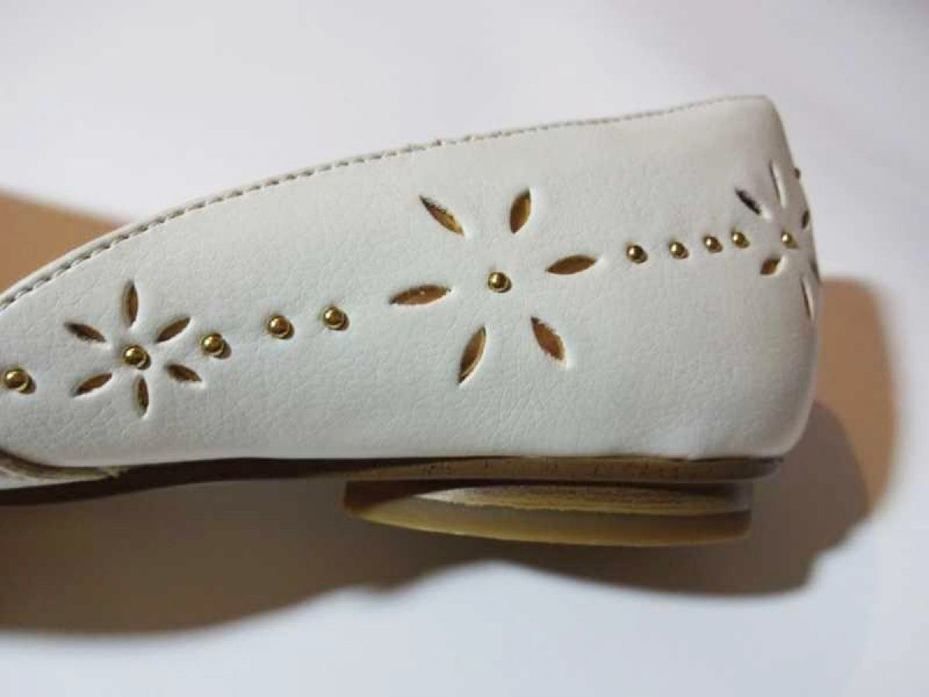 Offene Ballerinas weiß gold Sommer Frühling Gr. 38